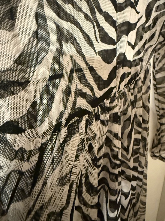 Dressed in Lala Black & White Zebra Print Mesh Maxi Dress - Picture 9 of 10